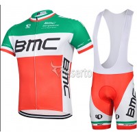 2015 BMC Fahrradbekleidung Satz Fahrradtrikot Kurzarm Trikot und Kurz Trägerhose Rot und Grün Radtrikot Kaufen