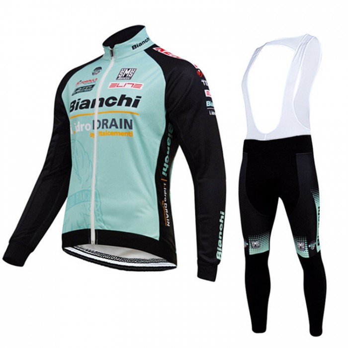 2015 BIANCHI IDRO DRAIN Fahrradbekleidung Radtrikot Satz Langarm und Lange Trägerhose Radtrikot Kaufen