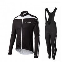 2015 Cube schwarz Weiß Fahrradbekleidung Radtrikot Satz Langarm und Lange Trägerhose schwarz Radtrikot Kaufen