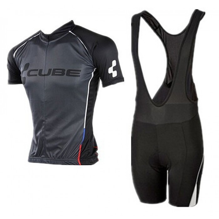 2015 Cube schwarz Fahrradbekleidung Satz Fahrradtrikot Kurzarm Trikot und Kurz Trägerhose Radtrikot Kaufen