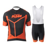 2015 KTM Proteam Schwarz orange Fahrradbekleidung Satz Fahrradtrikot Kurzarm Trikot und Kurz Trägerhose Radtrikot Kaufen
