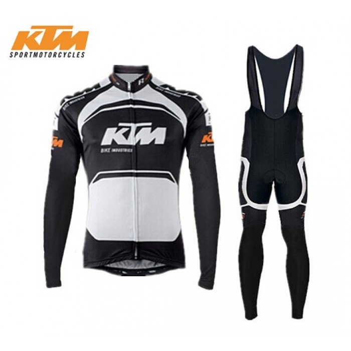 2015 KTM Fahrradbekleidung Radtrikot Satz Langarm und Lange Trägerhose Radtrikot Kaufen