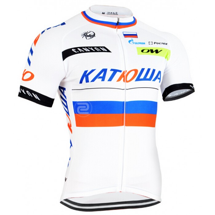 2015 Katusha Radtrikot Kurzarm valkoinen Radtrikot Kaufen