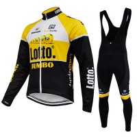 2015 Lotto Jumbo Fahrradbekleidung Radtrikot Satz Langarm und Lange Trägerhose Radtrikot Kaufen