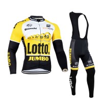 2015 Lotto Fahrradbekleidung Radtrikot Satz Langarm und Lange Trägerhose Radtrikot Kaufen