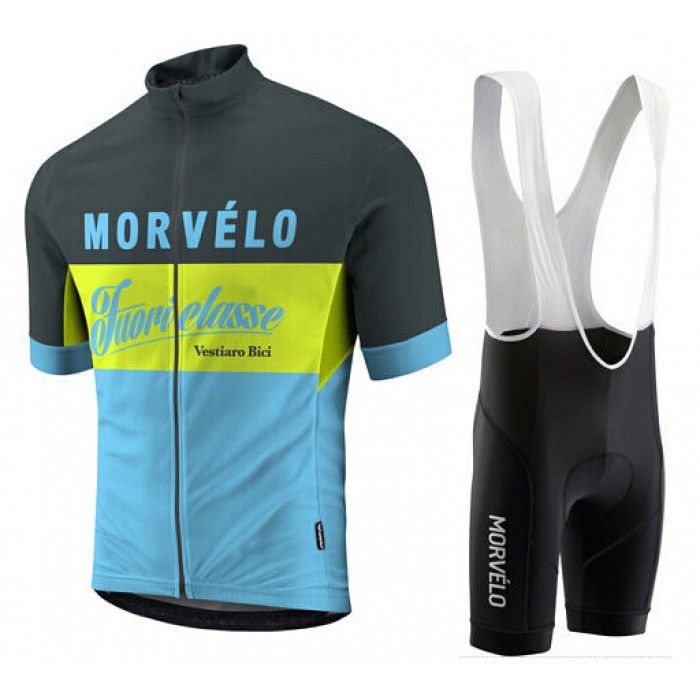 2015 MORVELO blau Fahrradbekleidung Satz Fahrradtrikot Kurzarm Trikot und Kurz Trägerhose Radtrikot Kaufen