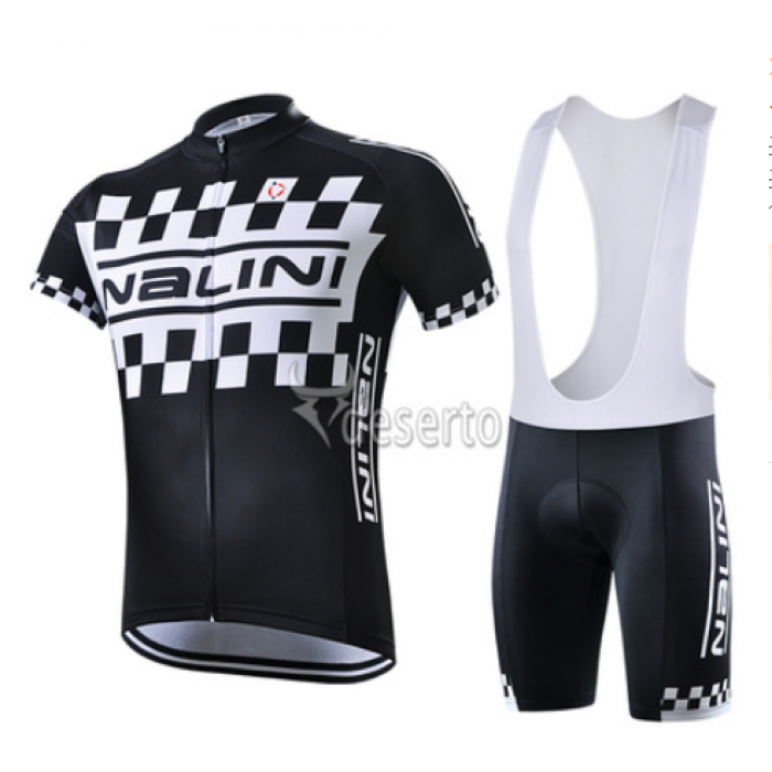 2015 Nalini Racing-Drapeau Schwarz Fahrradbekleidung Satz Fahrradtrikot Kurzarm Trikot und Kurz Trägerhose Radtrikot Kaufen