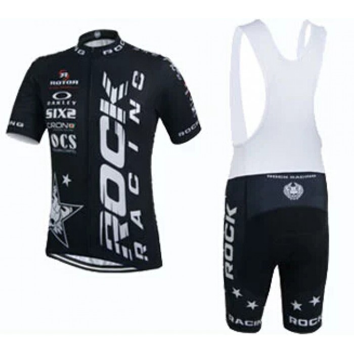 2015 Rock Racing Schwarz Fahrradbekleidung Satz Fahrradtrikot Kurzarm Trikot und Kurz Trägerhose Radtrikot Kaufen