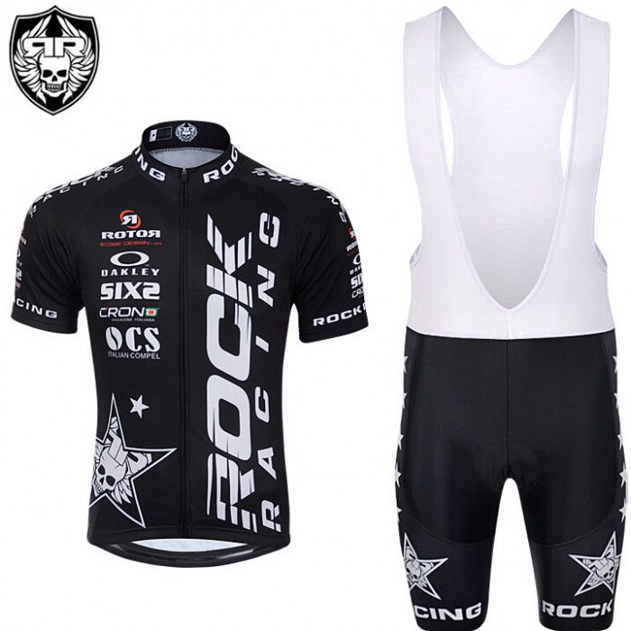 2015 Rock Racing schwarz Fahrradbekleidung Satz Fahrradtrikot Kurzarm Trikot und Kurz Trägerhose Radtrikot Kaufen