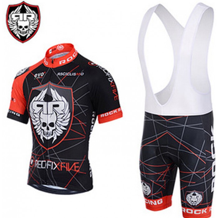2015 Rock Racing Fahrradbekleidung Satz Fahrradtrikot Kurzarm Trikot und Kurz Trägerhose rot Radtrikot Kaufen