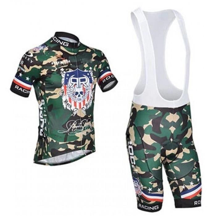 2015 Rock Racing Fahrradbekleidung Satz Fahrradtrikot Kurzarm Trikot und Kurz Trägerhose Camouflage Radtrikot Kaufen