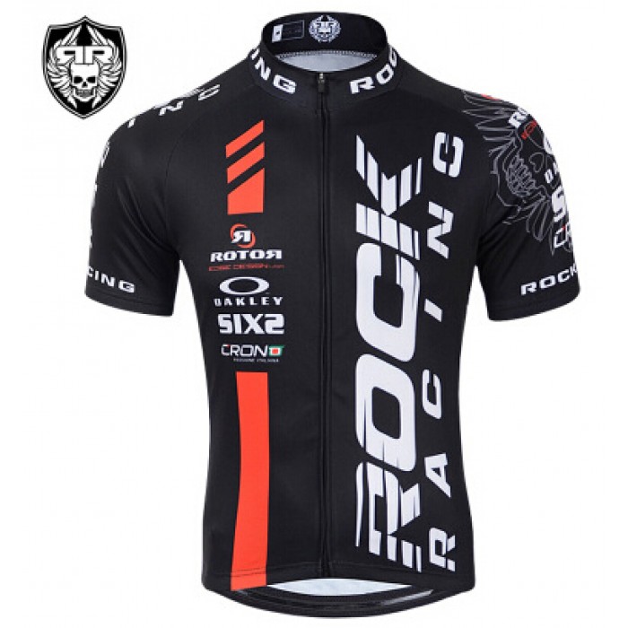 2015 Rock Racing Radtrikot Kurzarm rot schwarz Radtrikot Kaufen