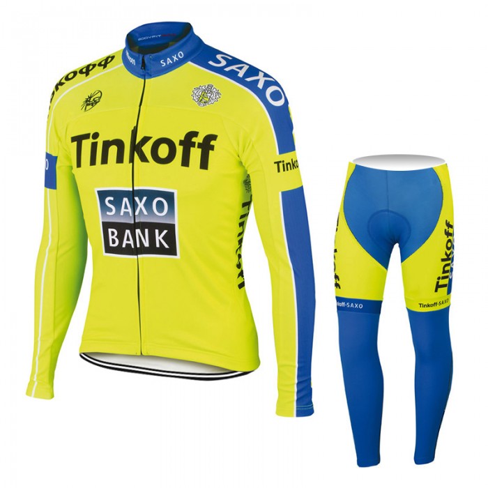 2015 Saxo Bank Tinkoff Fahrradbekleidung Radtrikot Satz Langarm und Lange Fahrradhose Radtrikot Kaufen