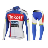 2015 Tinkoff Saxo Bank bleu Fahrradbekleidung Radtrikot Satz Langarm und Lange Fahrradhose Radtrikot Kaufen