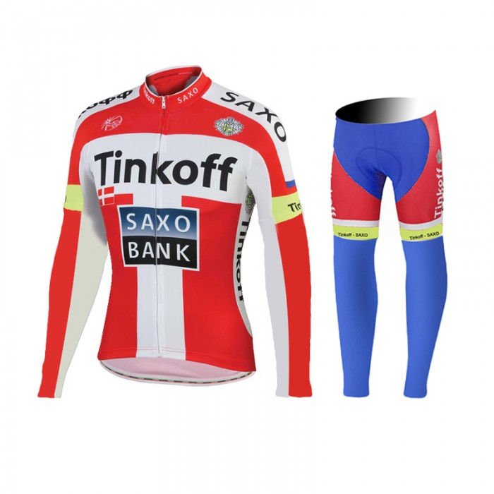 2015 Tinkoff Saxo Bank Rouge Fahrradbekleidung Radtrikot Satz Langarm und Lange Fahrradhose Radtrikot Kaufen 2015 Tinkoff Saxo Bank Rouge Fahrradbekleidung Radtrikot Satz Langarm und Lange Fahrradhose Radtrikot Kaufen