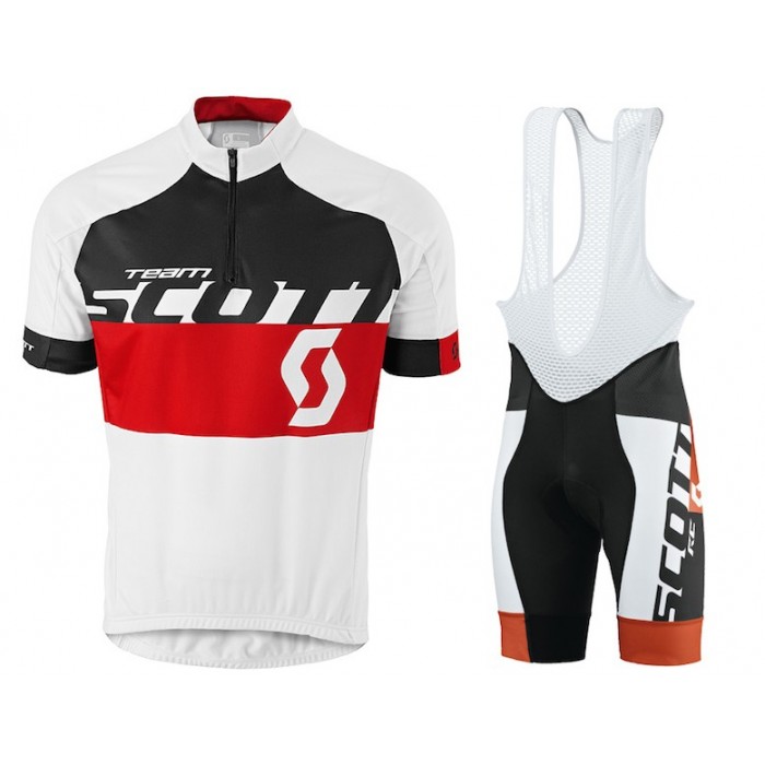 2015 Proteam Scott Schwarz-Rot Fahrradbekleidung Satz Fahrradtrikot Kurzarm Trikot und Kurz Trägerhose Radtrikot Kaufen
