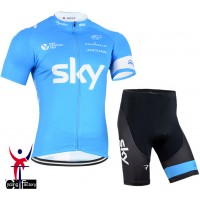 2015 Sky Maillot Cyclisme Courte Blau und Kurz Radhose Radtrikot Kaufen