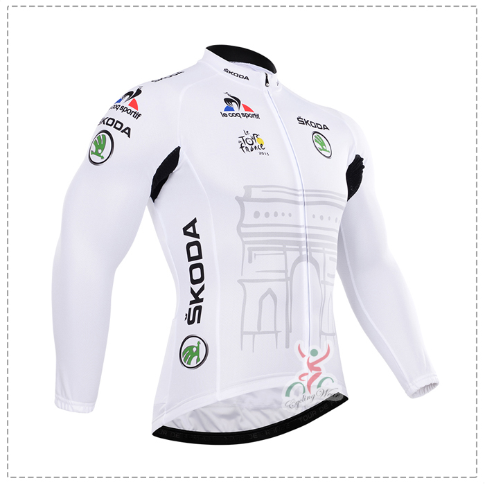 2015 Tour de France Fahrradtrikot Langarm Blanc Radtrikot Kaufen