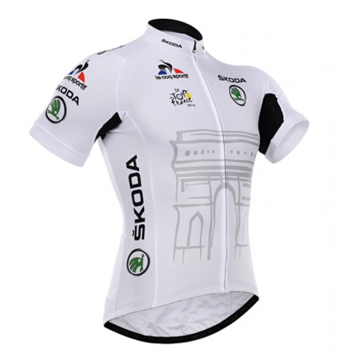 2015 Tour De France Radtrikot Kurzarm Weiß Radtrikot Kaufen