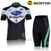2011 SUBARU Damen Radbekleidung Radtrikot Kurzarm und Fahrradhosen Kurz Grün Radtrikot Kaufen