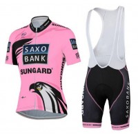 2015 Saxo Bank Sungard Damen Fahrradbekleidung Satz Fahrradtrikot Kurzarm Trikot und Kurz Trägerhose Rosa Radtrikot Kaufen