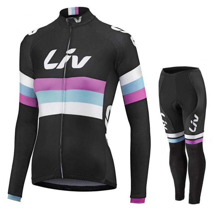 Damen LIV RACE DAY SS 2015 Long Black Cycling Fahrradbekleidung Radtrikot Satz Langarm und Lange Fahrradhose Radtrikot Kaufen