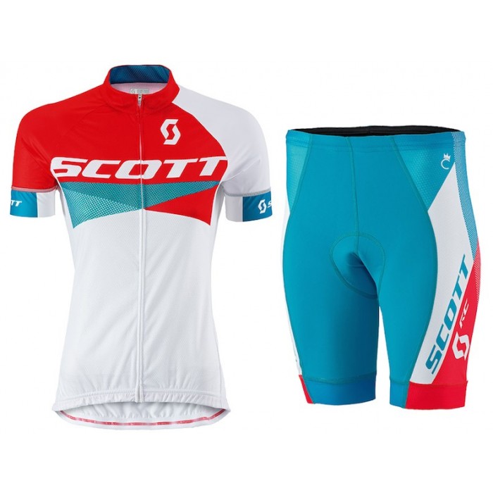 2015 Scott Rot-Weiß Damen Radbekleidung Radtrikot Kurzarm und Fahrradhosen Kurz Radtrikot Kaufen