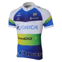 2013 Green Edge ORICA Radtrikot Kurzarm Blau Radtrikot Kaufen