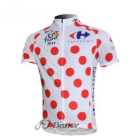 2011 Tour de France Gepunktetes Radtrikot Kurzarm Weiß Rot Radtrikot Kaufen