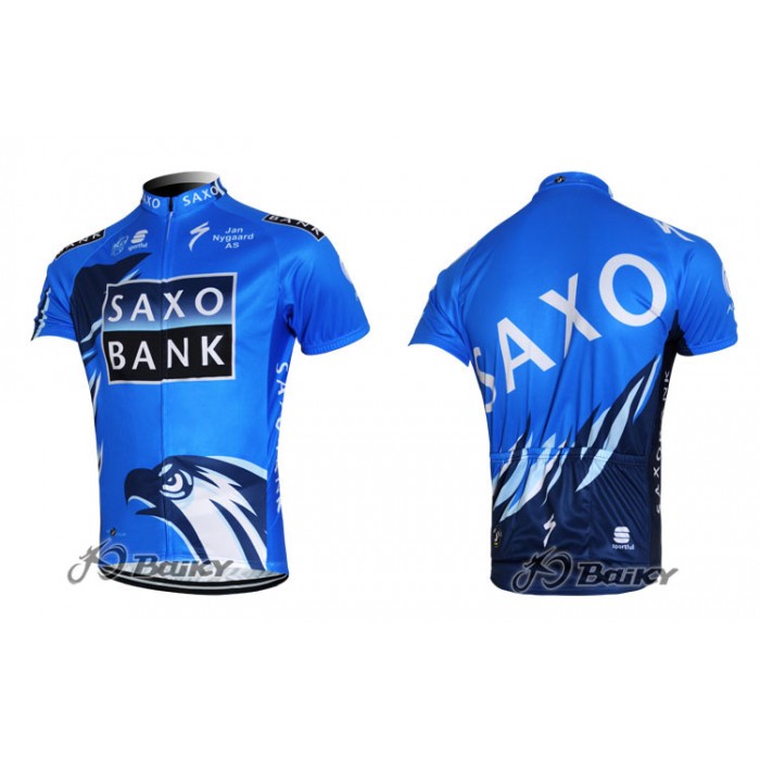 2012 Saxo Bank Radtrikot Kurzarm Blau Radtrikot Kaufen