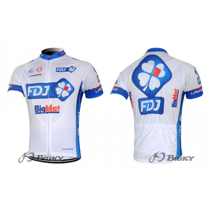 2012 FDJ-BigMatRadtrikot Kurzarm Weiß Blau Radtrikot Kaufen