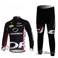 Orbea Pro Team Radbekleidung Satz Fahrradtrikot Langarm und Lang Radhose Schwarz Rot Radtrikot Kaufen