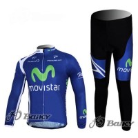 Movistar Team Radbekleidung Satz Fahrradtrikot Langarm und Lang Radhose Blau Radtrikot Kaufen