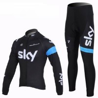 2013 Team Sky Radbekleidung Satz Fahrradtrikot Langarm und Lang Radhose Schwarz Blau Radtrikot Kaufen