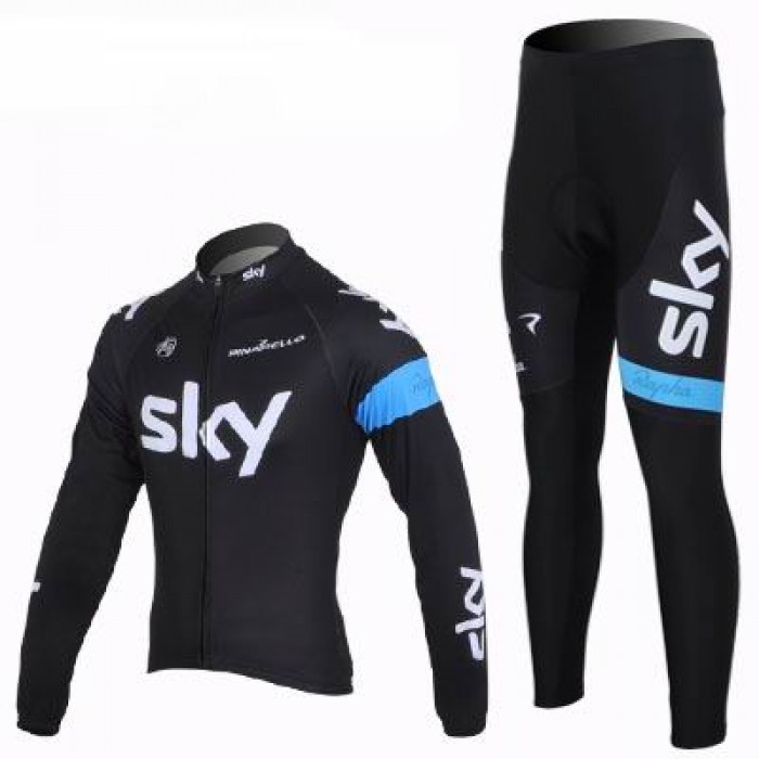 2013 Team Sky Radbekleidung Satz Fahrradtrikot Langarm und Lang Radhose Schwarz Blau Radtrikot Kaufen