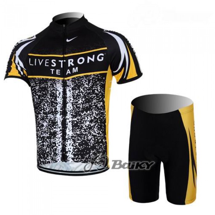 2012 LiveStrong Challenge Radbekleidung Radtrikot Kurzarm und Fahrradhosen Kurz Schwarz Gelb Radtrikot Kaufen