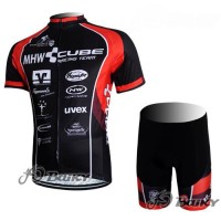 MHW Cube Racing Team Radbekleidung Radtrikot Kurzarm und Fahrradhosen Kurz Rot Schwarz Radtrikot Kaufen