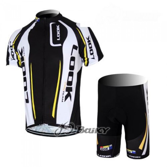 2012 Look CycleRadbekleidung Radtrikot Kurzarm und Fahrradhosen Kurz Weiß Schwarz Radtrikot Kaufen