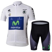 Movistar Tour de France Weißen Trikots Radbekleidung Radtrikot Kurzarm und Fahrradhosen Kurz Radtrikot Kaufen