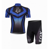 2014 Fox Racing Radbekleidung Radtrikot Kurzarm und Fahrradhosen Kurz Blau Radtrikot Kaufen