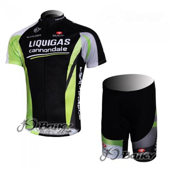 Liquigas Cannondale Pro Team Radbekleidung Radtrikot Kurzarm und Fahrradhosen Kurz Schwarz Grün Radtrikot Kaufen
