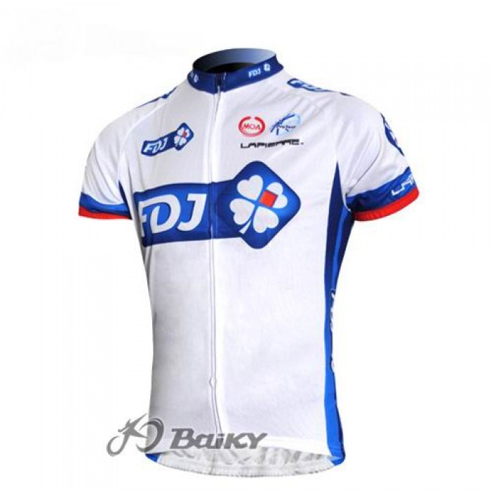 FDJ-BigMat Pro Team Radtrikot Kurzarm Weiß Blau Radtrikot Kaufen
