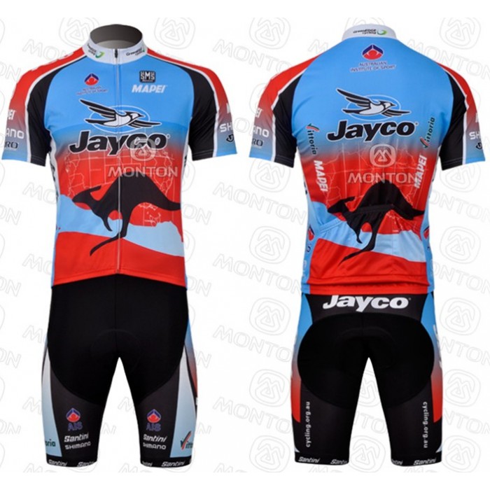 JAYCO Pro Team Radtrikot Kurzarm Kurz Radhose Kits Blau Rot Radtrikot Kaufen