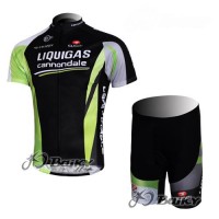 Liquigas Cannondale Pro Team Radbekleidung Radtrikot Kurzarm und Fahrradhosen Kurz Schwarz Grün Radtrikot Kaufen