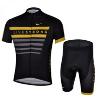 2013 Livestrong Radtrikot Kurzarm und Kurz Radhose Kits Schwarz Gelb Radtrikot Kaufen