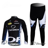 Orbea Pro Team Fahrradbekleidung Radtrikot Satz Langarm und Lange Fahrradhose Schwarz Blau Radtrikot Kaufen