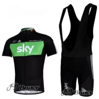 SKY Pro Team Fahrradbekleidung Satz Fahrradtrikot Kurzarm Trikot und Kurz Trägerhose Schwarz Grün Radtrikot Kaufen