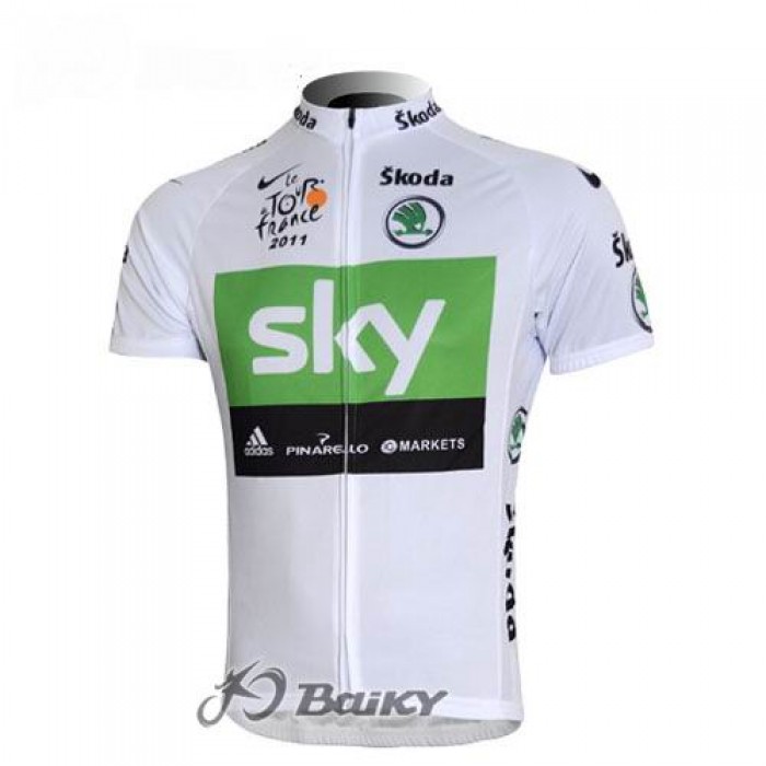 SKY Pro Team Radtrikot Kurzarm Weiß Grün Radtrikot Kaufen