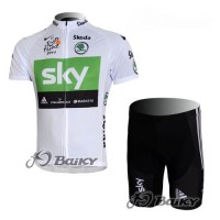 SKY Pro Team Radbekleidung Radtrikot Kurzarm und Fahrradhosen Kurz Weiß Grün Radtrikot Kaufen