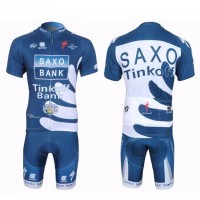 2013 Saxo Bank Tinkoff Pro Team Radtrikot Kurzarm und Kurz Radhose Kits Blau Radtrikot Kaufen